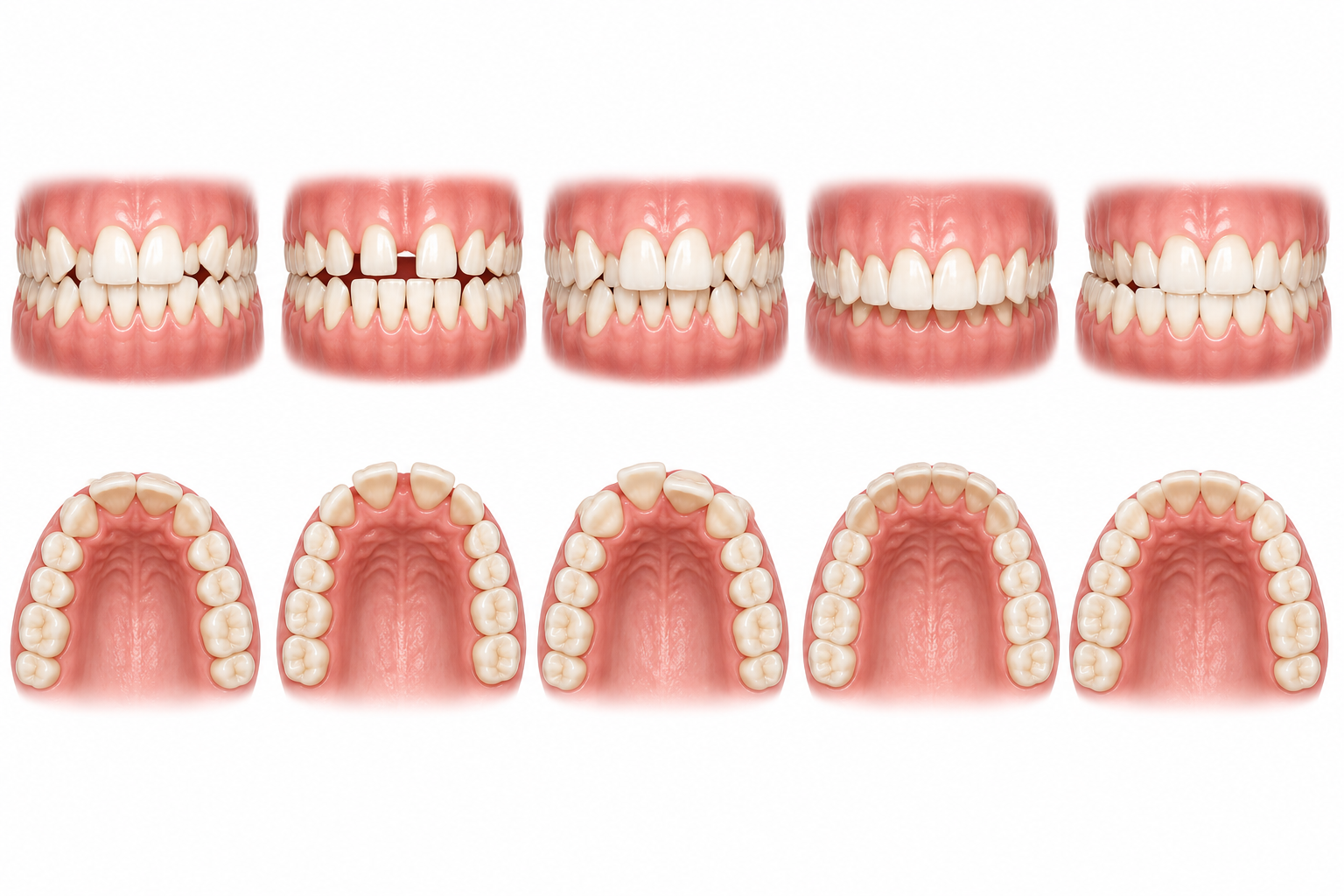 Illustration showing several common orthodontic concerns
