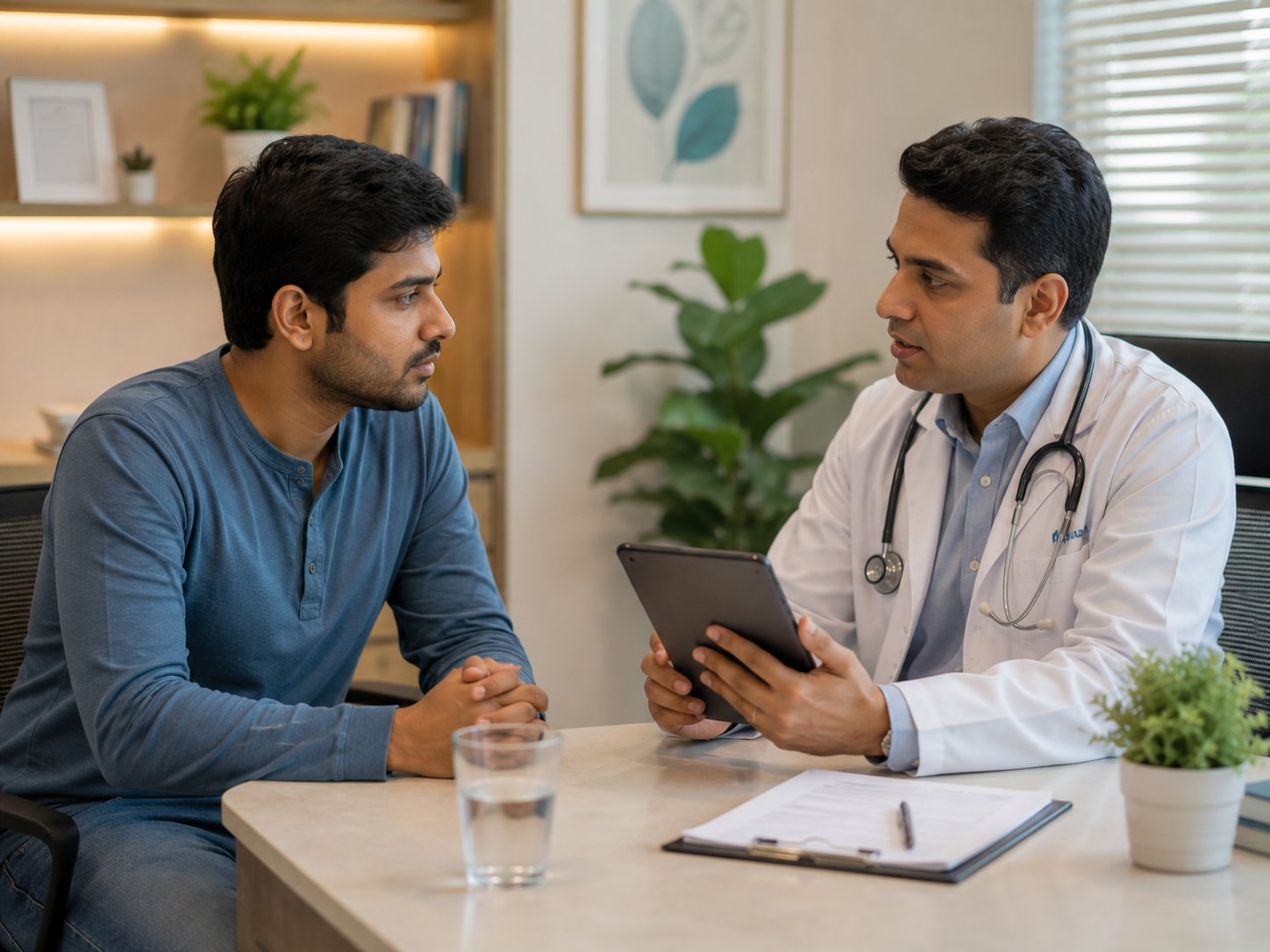 Doctor discussing weakness after fever with a patient