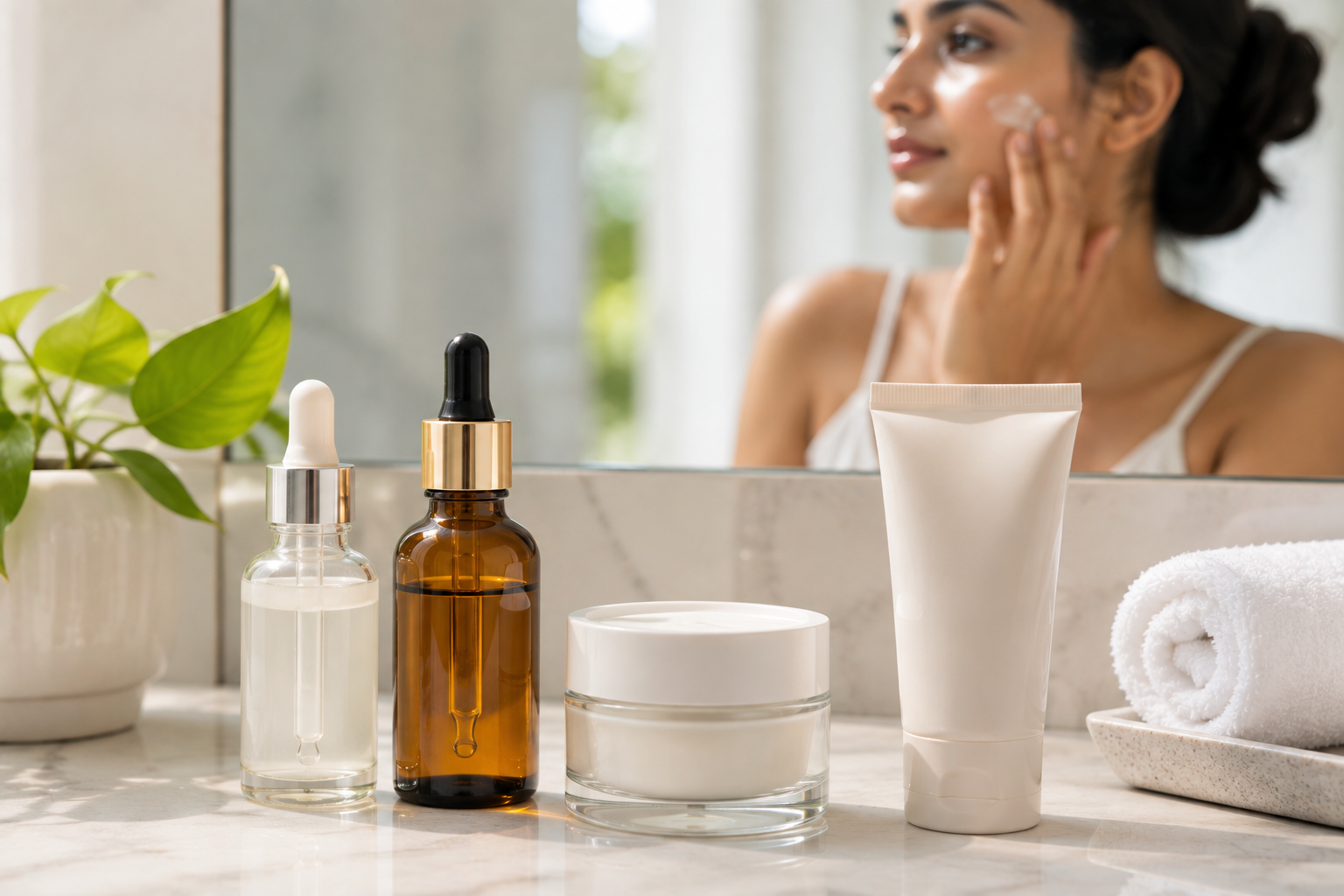 Skincare products used to treat acne and dark marks