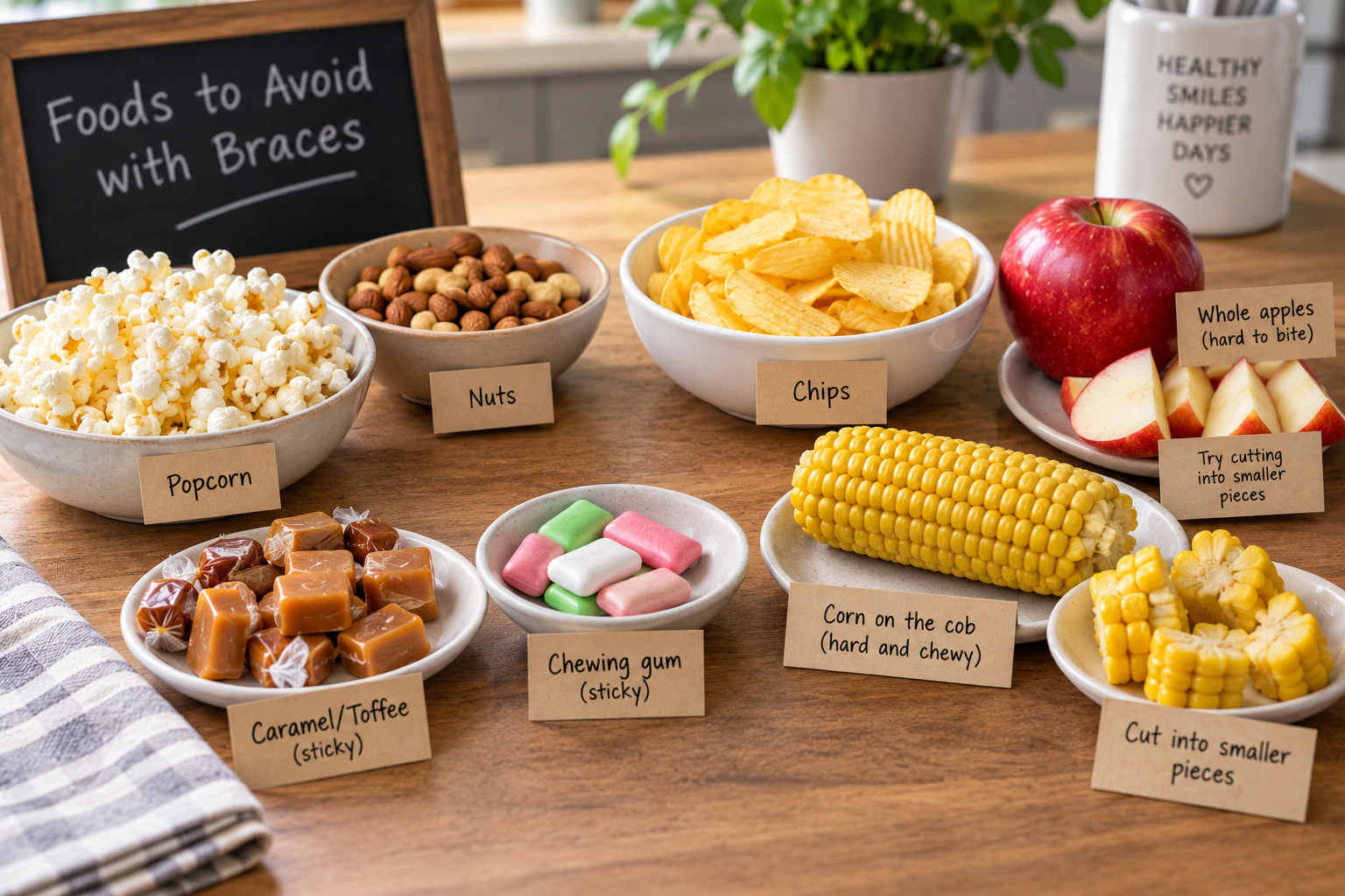 Hard sticky and crunchy foods to avoid with braces